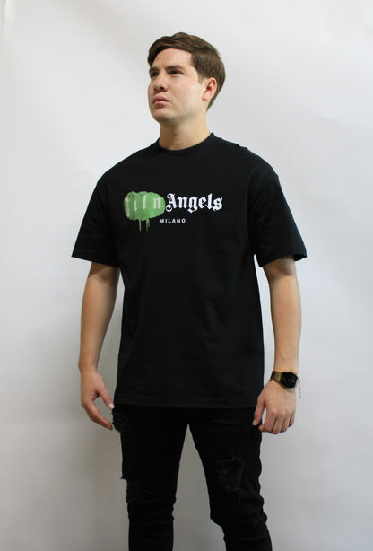 Playera Casual  Palms Angels Negra con Verde