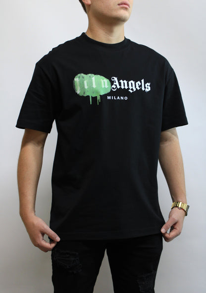 Playera Casual  Palms Angels Negra con Verde